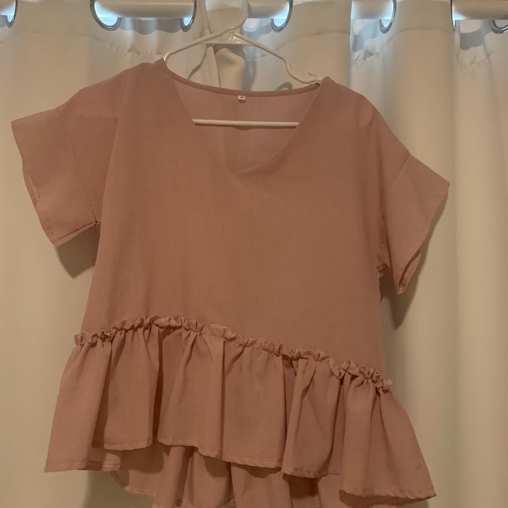 pink ruffle top